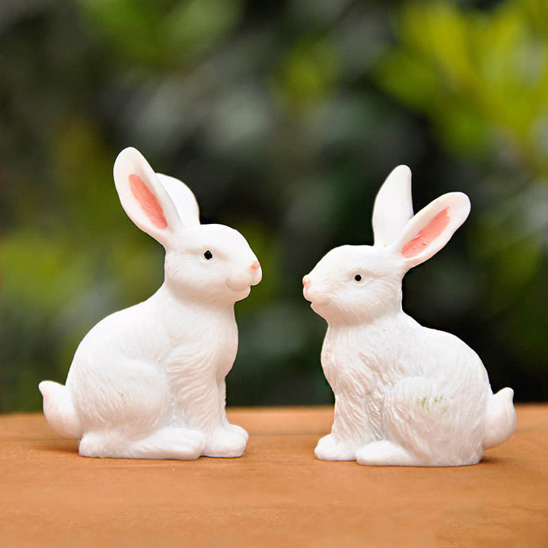 Juego de decoración de figuras de conejito de Pascua de resina de 8 cm