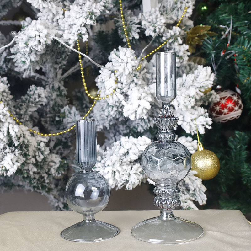 Candelabro de cristal soplado a mano de 18 cm para decoración de mesa navideña