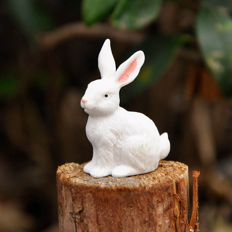Juego de decoración de figuras de conejito de Pascua de resina de 8 cm
