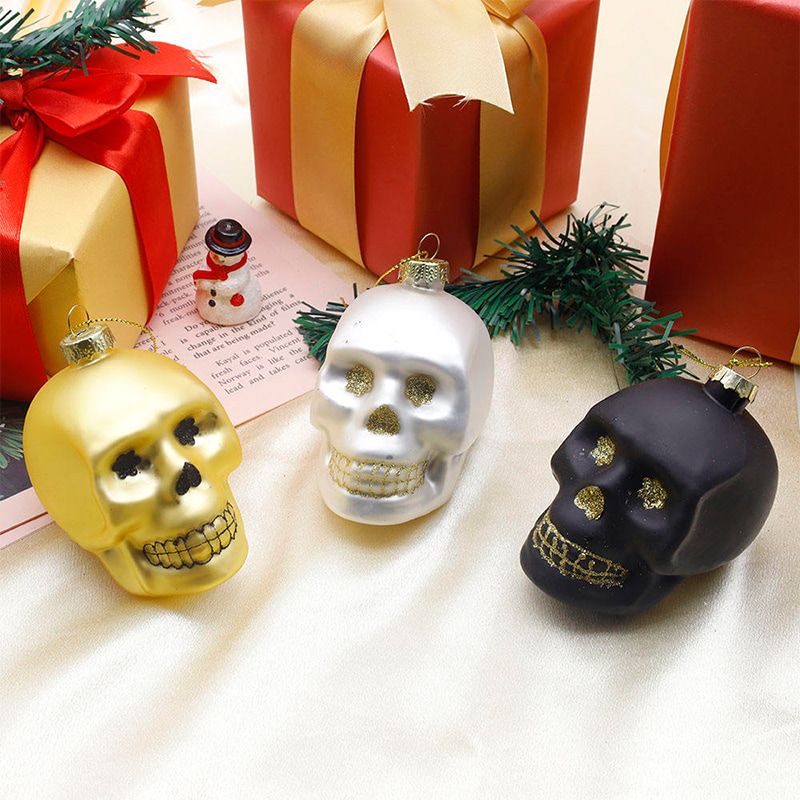 Juego de adornos de calavera de cristal de Halloween de 8*9 cm
