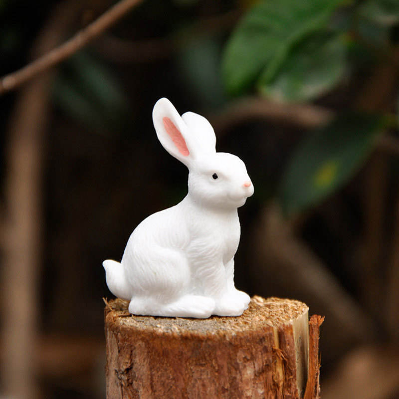 Juego de decoración de figuras de conejito de Pascua de resina de 8 cm