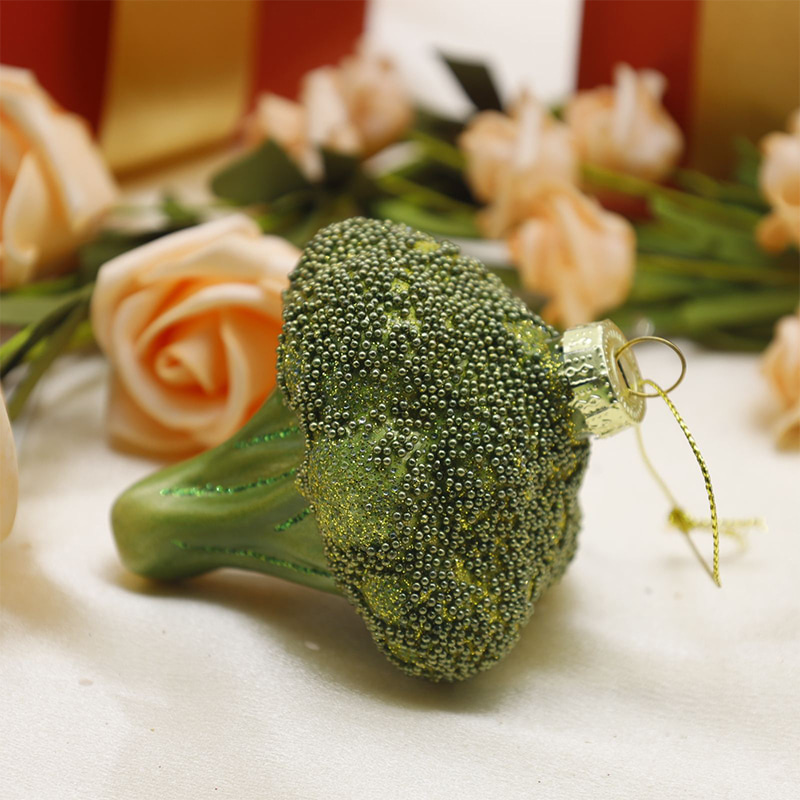 Adornos colgantes de vidrio navideño con forma vegetal
