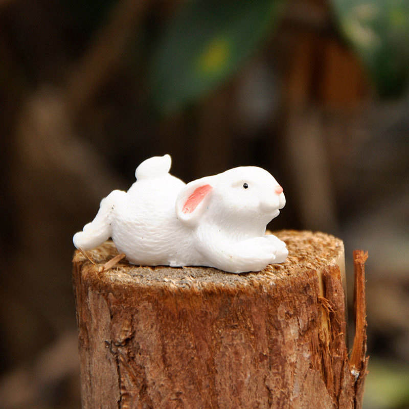 Juego de decoración de figuras de conejito de Pascua de resina de 8 cm