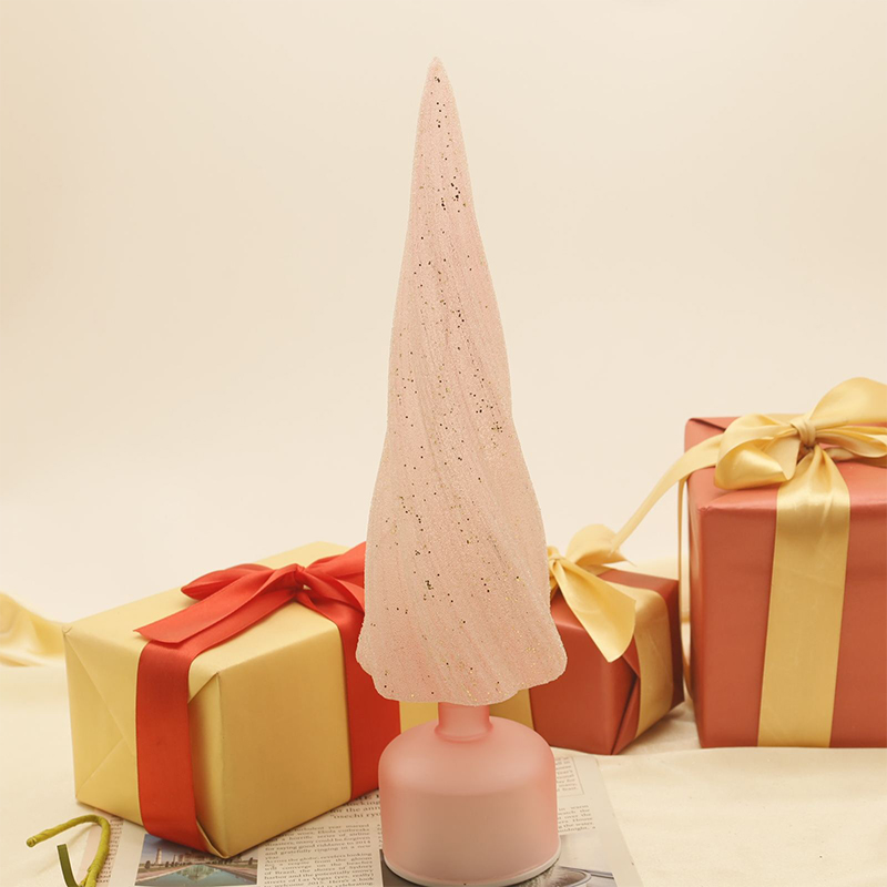 Árbol de Navidad de vidrio giratorio con luces LED 10×33 cm y 10×38 cm