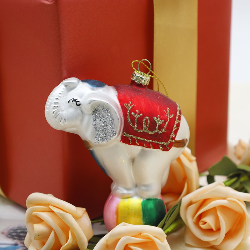 Adorno colgante navideño de vidrio en forma de animal