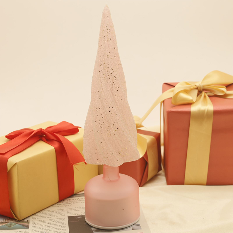 Árbol de Navidad de vidrio giratorio con luces LED 10×33 cm y 10×38 cm