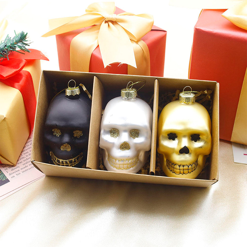 Juego de adornos de calavera de cristal de Halloween de 8*9 cm