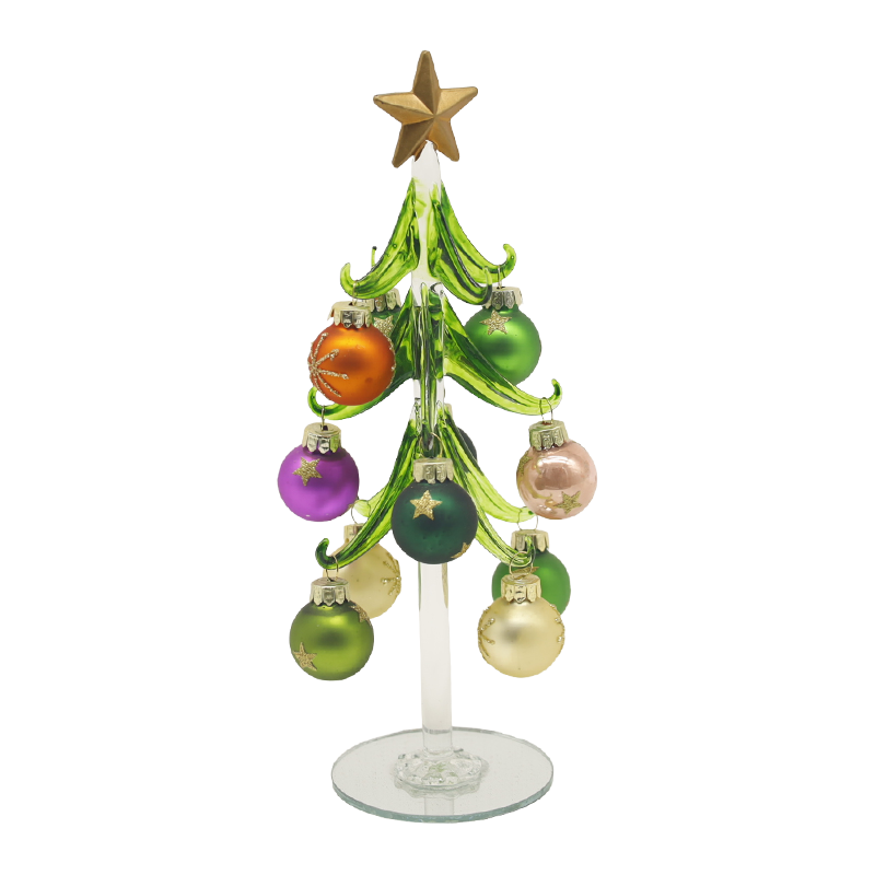 Árbol de Navidad de vidrio festivo, decorado con bolas con opciones de adornos 10×25 cm y 10×30 cm