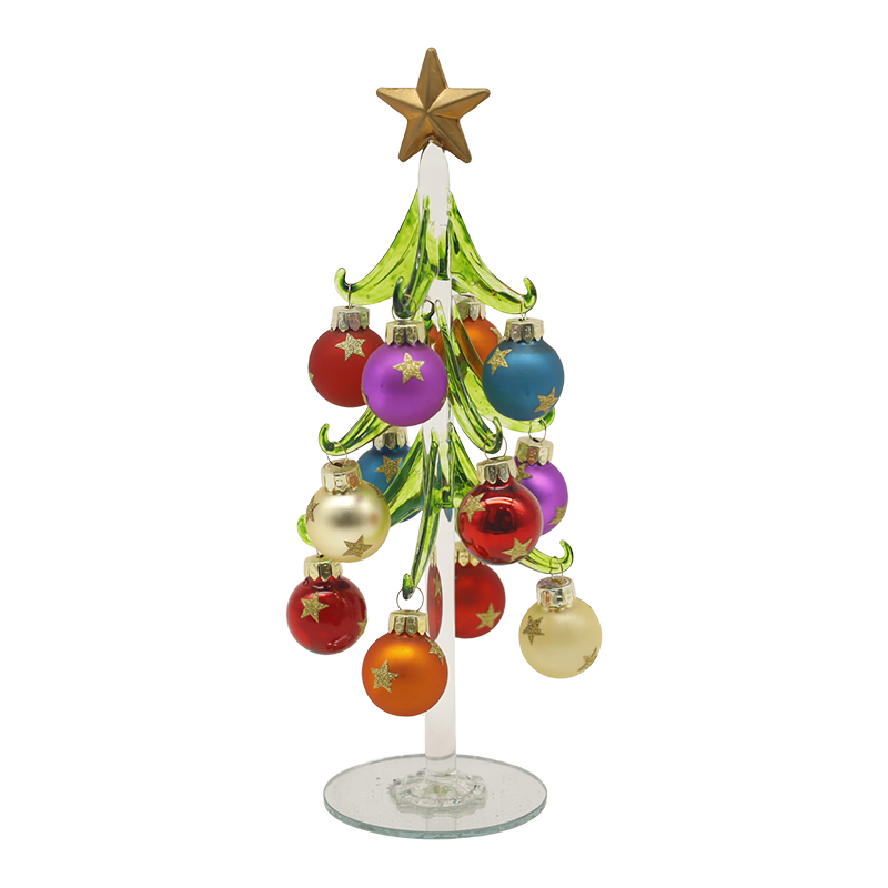 Árbol de Navidad de vidrio festivo, decorado con bolas con opciones de adornos 10×25 cm y 10×30 cm