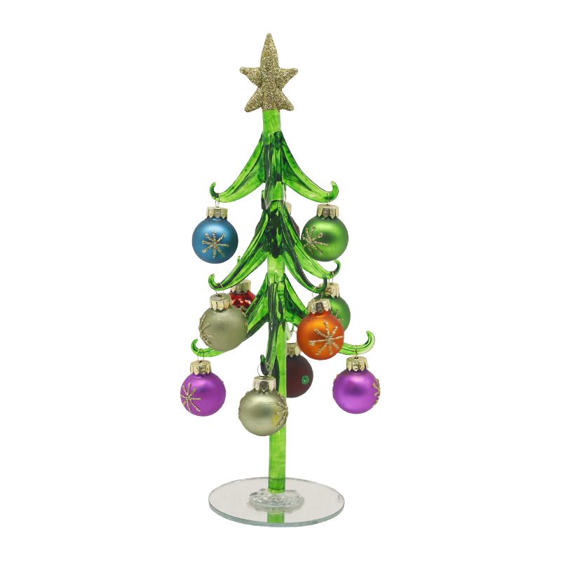 Árbol de Navidad de vidrio festivo, decorado con bolas con opciones de adornos 10×25 cm y 10×30 cm