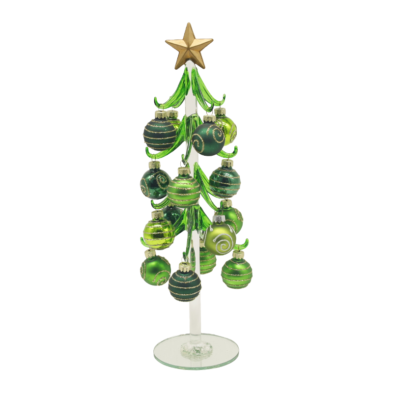 Árbol de Navidad de vidrio festivo, decorado con bolas con opciones de adornos 10×25 cm y 10×30 cm