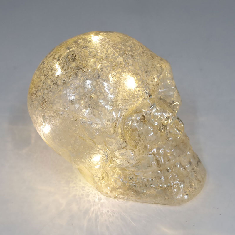 Juego de adornos de calavera de cristal de Halloween pintados a mano de 8*9 cm