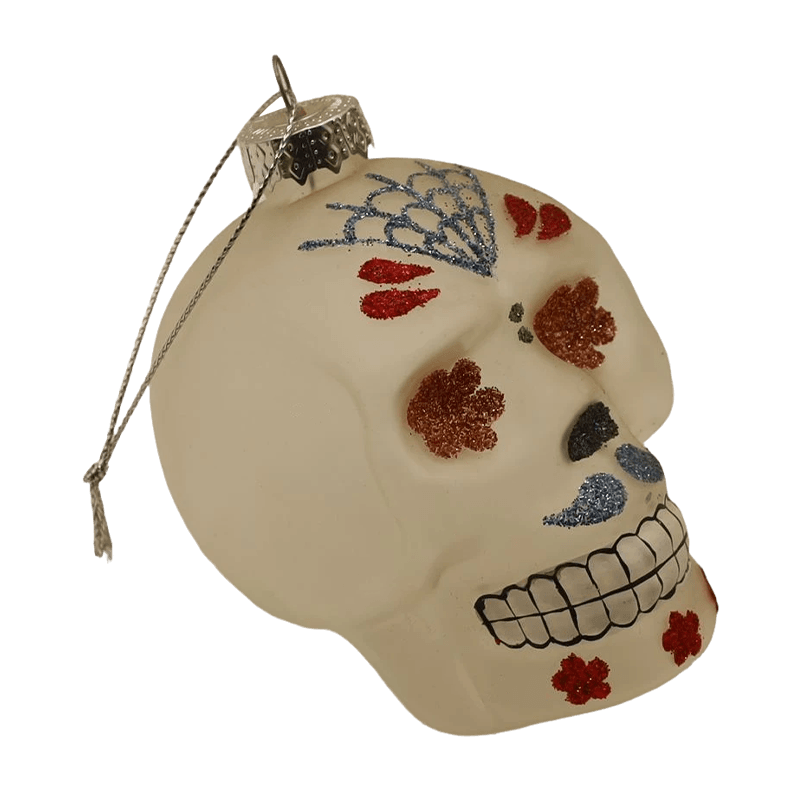 Juego de adornos de calavera de cristal de Halloween pintados a mano de 8*9 cm
