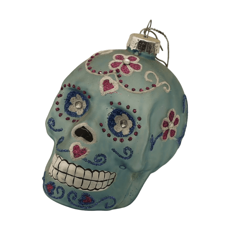 Juego de adornos de calavera de cristal de Halloween pintados a mano de 8*9 cm