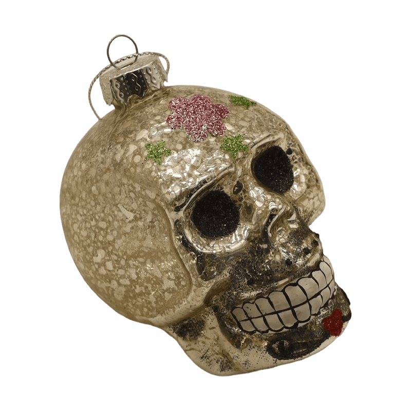 Juego de adornos de calavera de cristal de Halloween pintados a mano de 8*9 cm