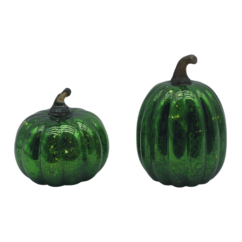 Adorno de mesa con lámpara de calabaza de vidrio LED de Halloween de 12*15 cm