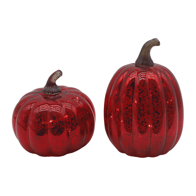Adorno de mesa con lámpara de calabaza de vidrio LED de Halloween de 12*15 cm