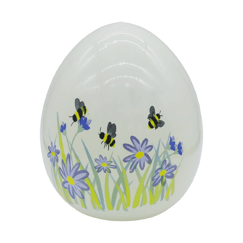 Adorno de huevo de cristal pintado a mano con LED de Pascua de 9*16 cm