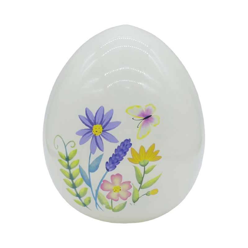 Adorno de huevo de cristal pintado a mano con LED de Pascua de 9*16 cm