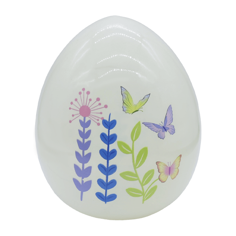 Adorno de huevo de cristal pintado a mano con LED de Pascua de 9*16 cm