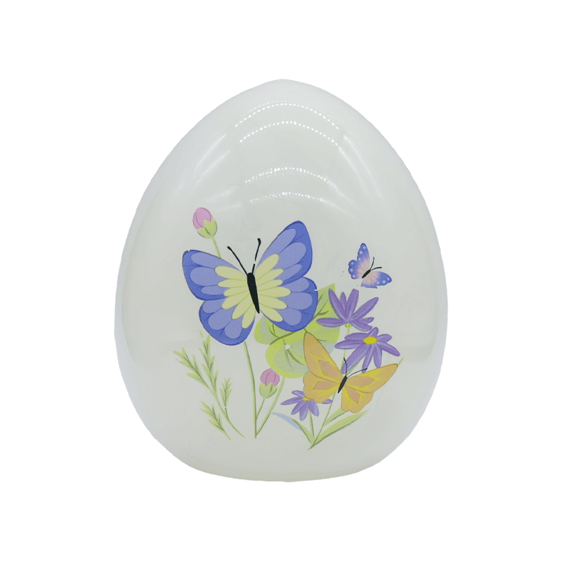 Adorno de huevo de cristal pintado a mano con LED de Pascua de 9*16 cm