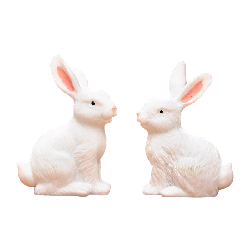Juego de decoración de figuras de conejito de Pascua de resina de 8 cm