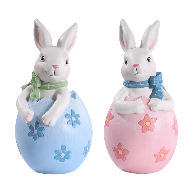 Juego de decoración de figuras de conejito de Pascua de resina de 8*16 cm