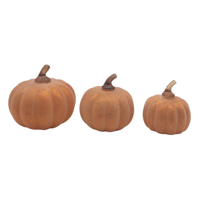 Adorno de mesa con lámpara de calabaza de vidrio LED de Halloween de 10*11,5 cm y 12*15 cm