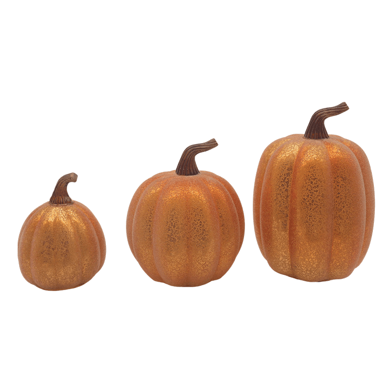 Adorno de mesa con lámpara de calabaza de vidrio LED de Halloween de 10*11,5 cm y 12*15 cm
